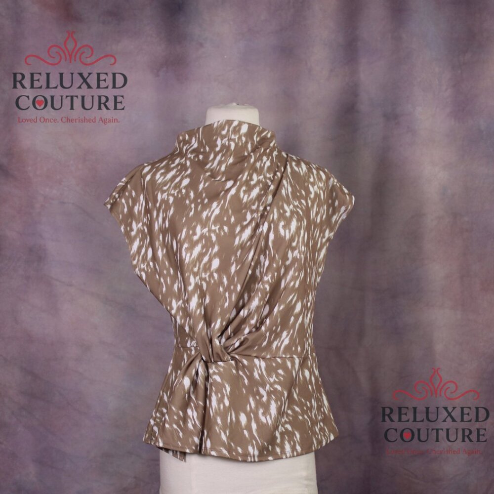 Melloday Camel & Ivory Blouse